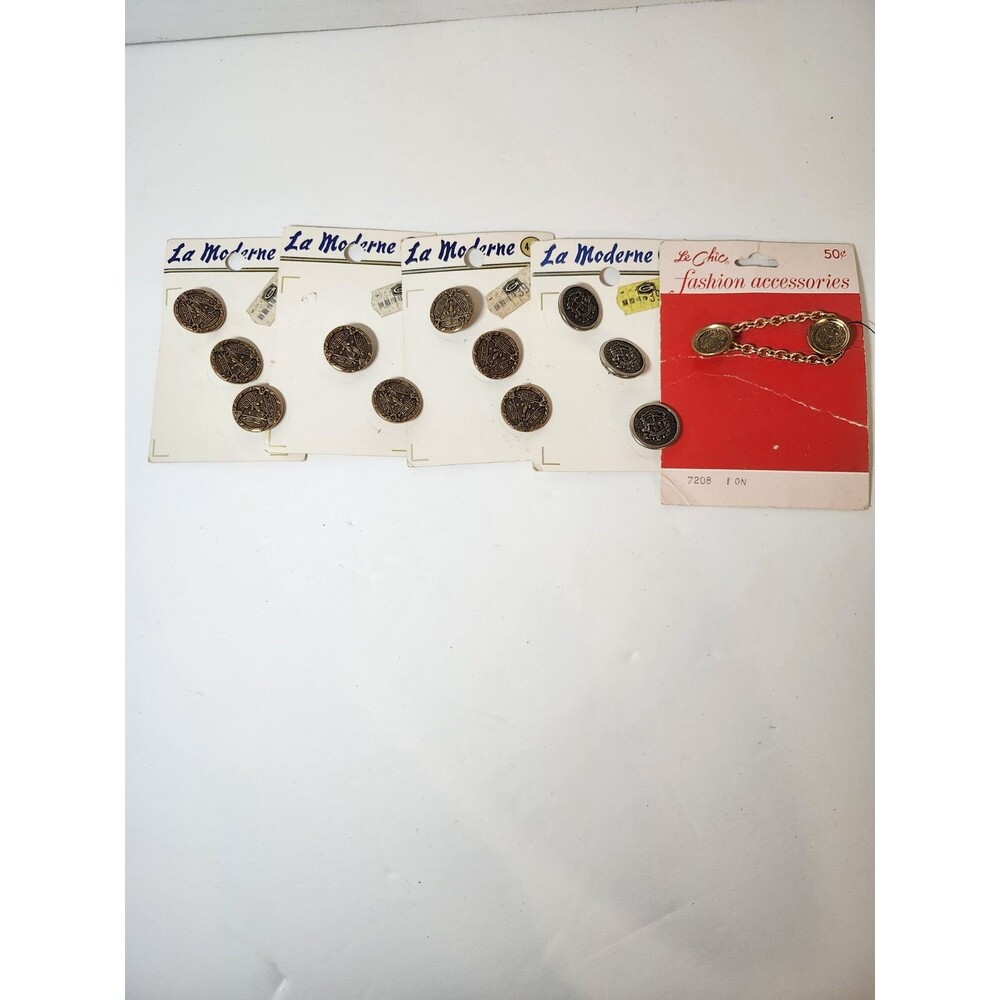 Lot Of 5 Cards Vintage Buttons